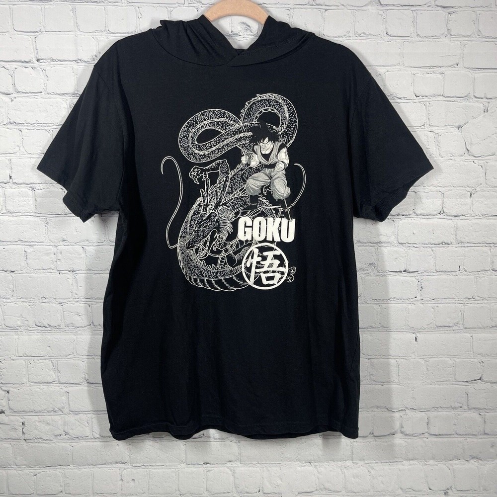 Dragon Ball Z Unisex Size Large Black Goku hoodie t-shirt